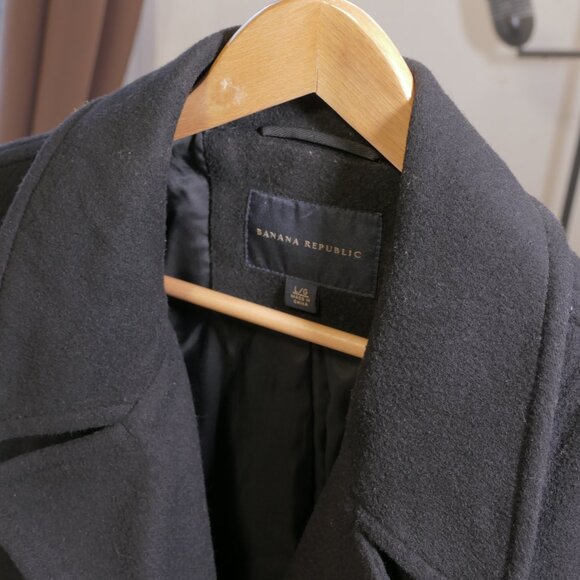 Banana Republic Dark Navy Wool-Blend Coat - Large - Picture 1 of 9